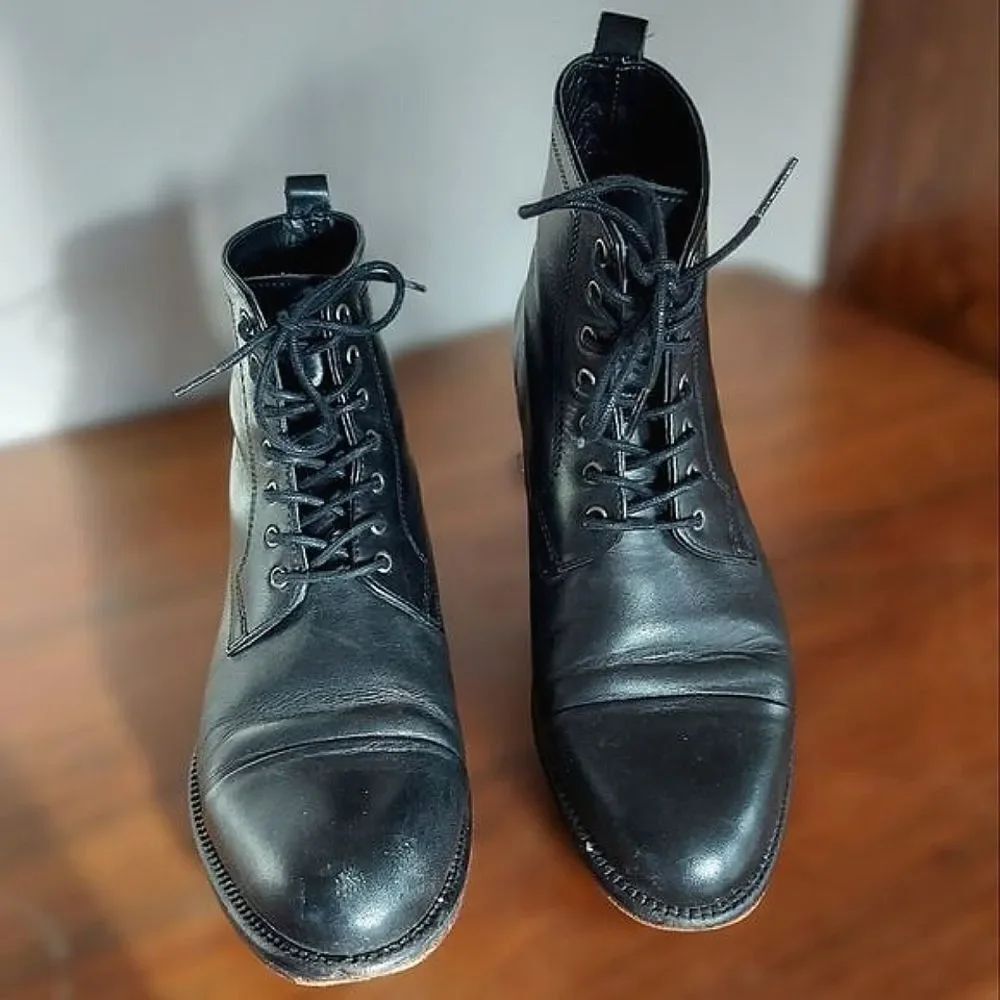 Ten Points black handmade leather combat boots